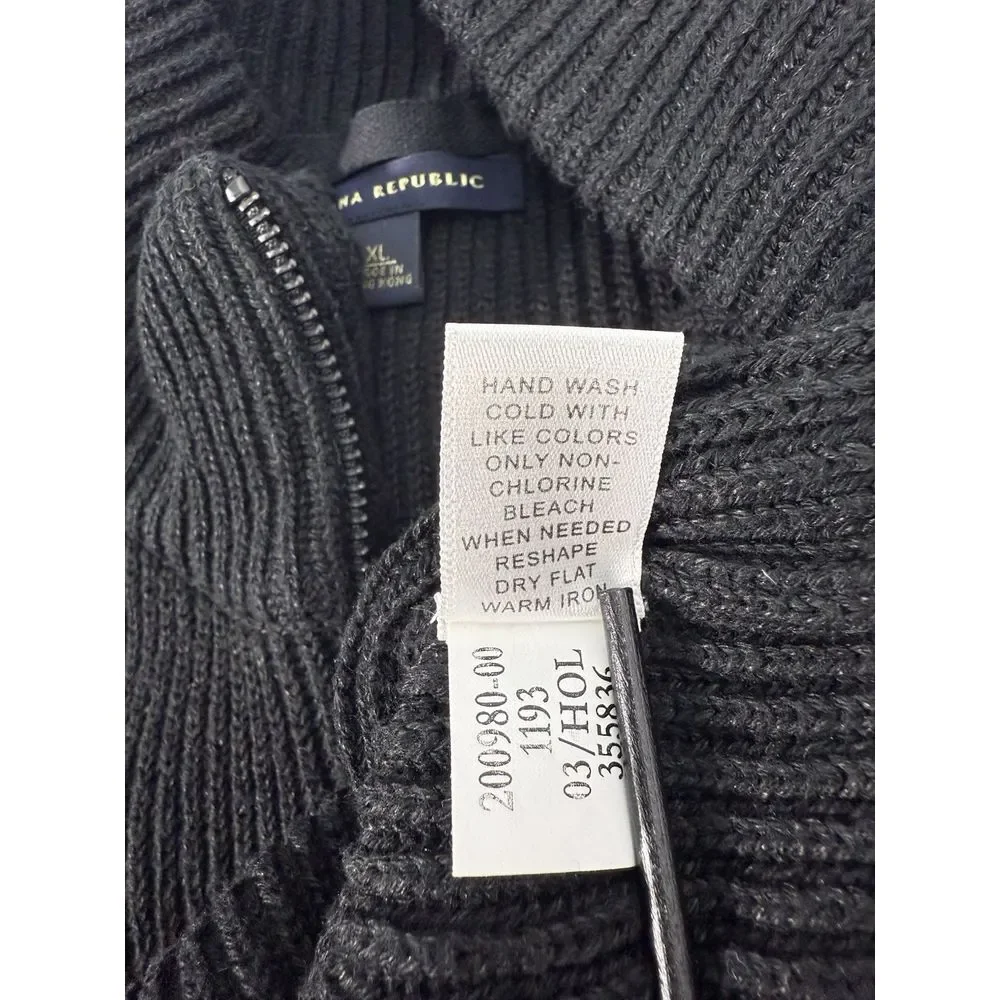 Banana Republic Black Full Zip Linen/Cotton Ribbed Sweater Cardigan‎ Mens SZ XL